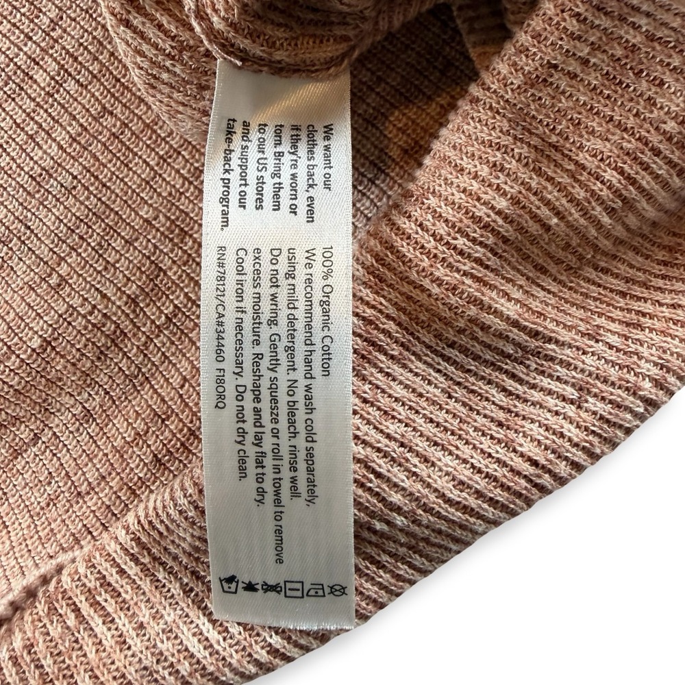 Eileen Fisher Organic Cotton Ribbed V-Neck Bell Sleeve Sweater Pink F18ORQ M - Picture 6 of 7